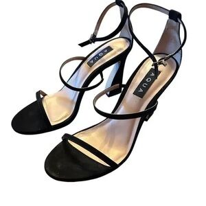 Aqua Black Strappy Heels for Women